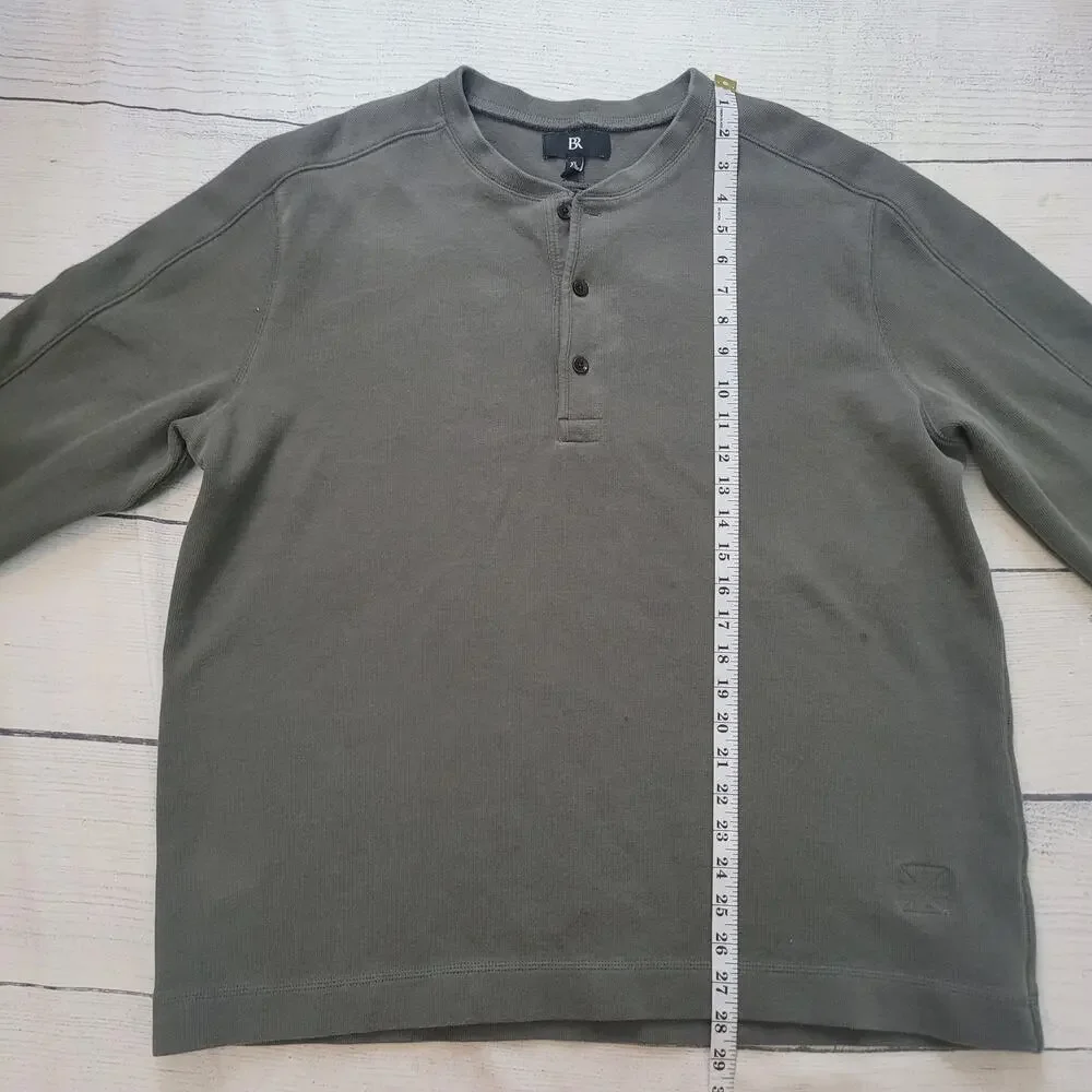 Banana Republic Size‎ XLT Ribbed Olive Green Long Sleeve Henley Classic Casual